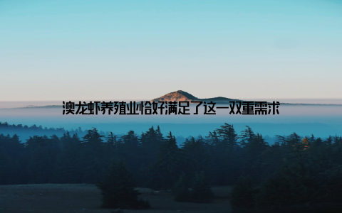 澳龙虾养殖业恰好满足了这一双重需求